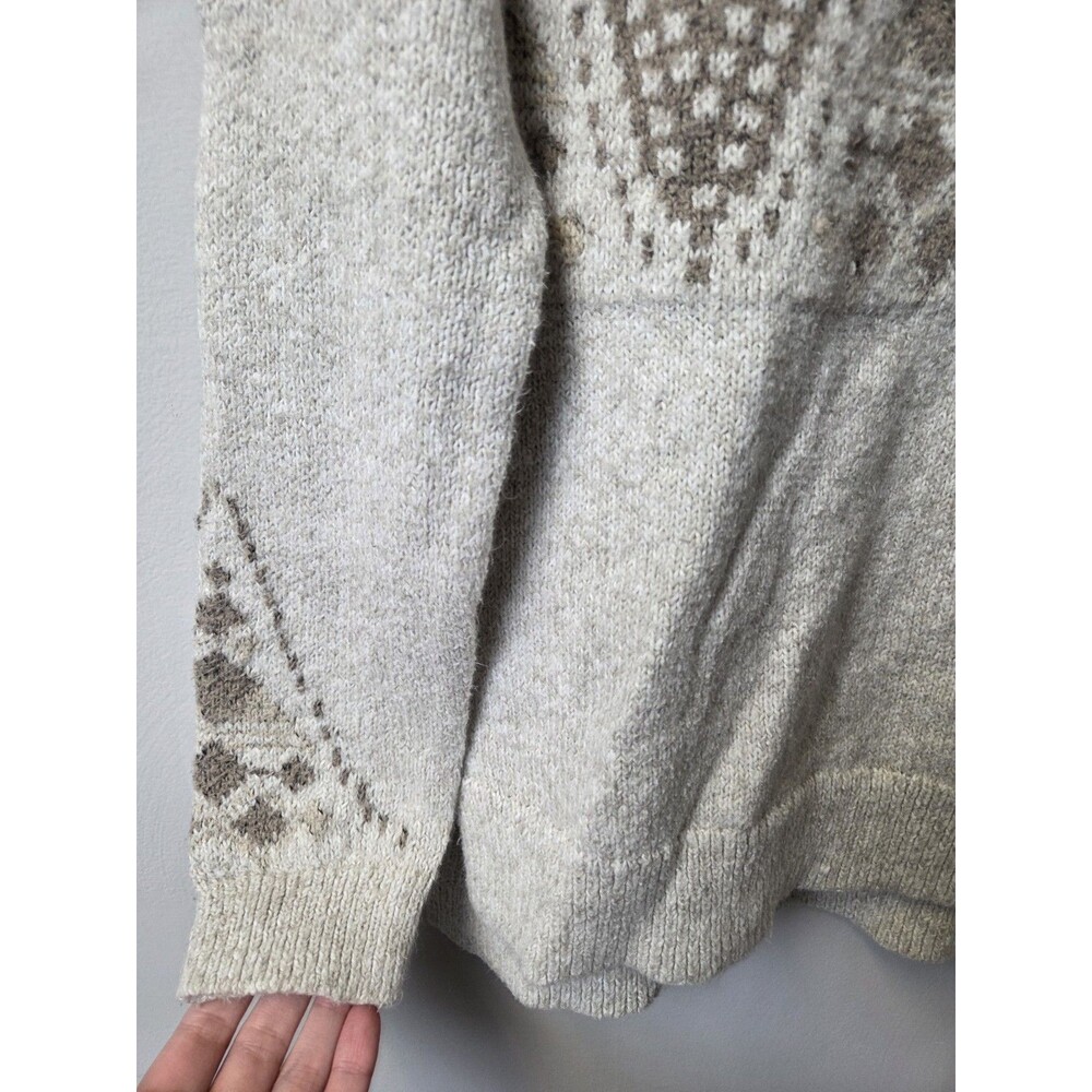 Hollister Womens Gray Fair Isle Knit V-Neck Pullover Sweater Long Sleeve L - Picture 3 of 14